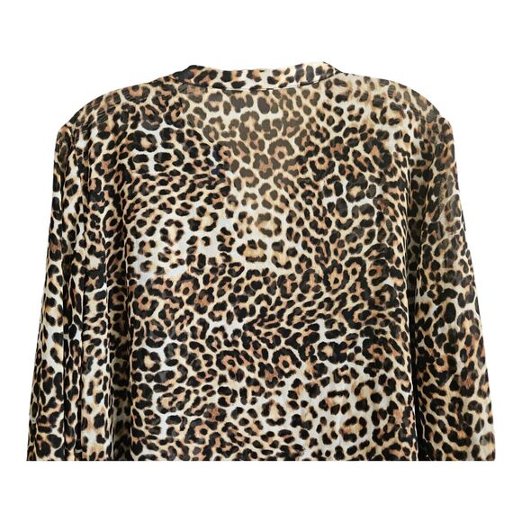 CHICO'S 1 Women 8 10 Tunic Top Leopard Semi Sheer Asymmetrical Hem Roll Tab 40" - Picture 7 of 8